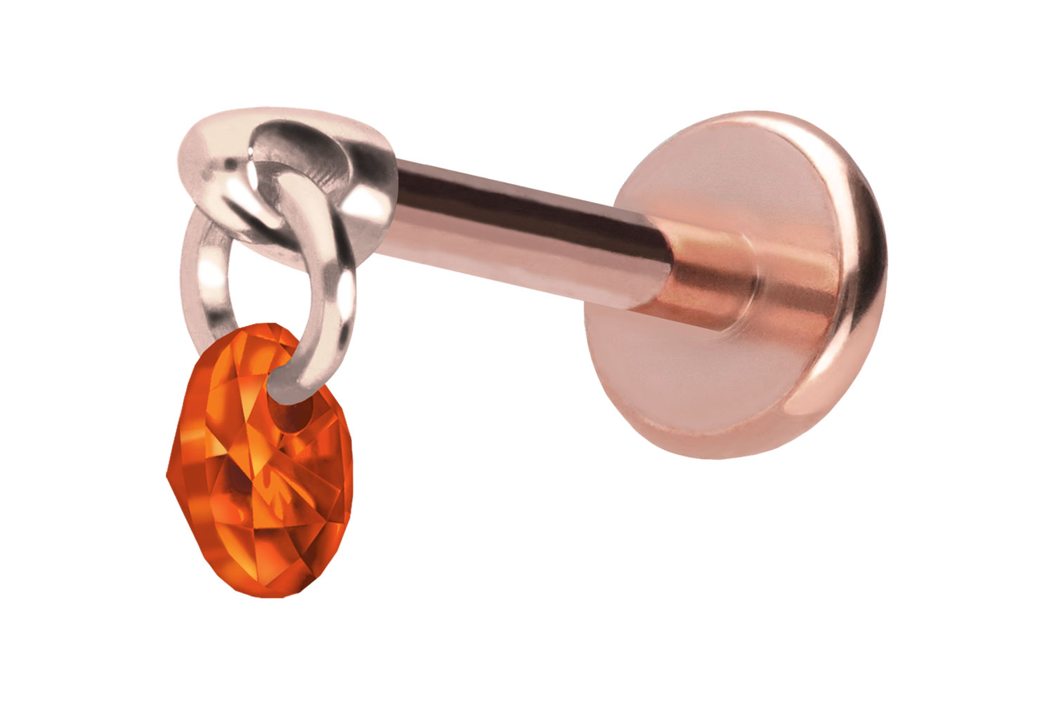 Titan Labret Piercing mit Push Fit RUNDER KRISTALL